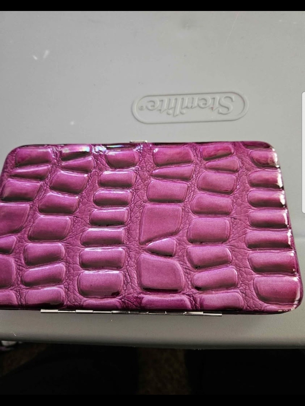 Purple faux leather wallet